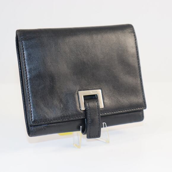 Prada Vintage Black Leather Tri-Fold Wallet - Picture 1 of 10